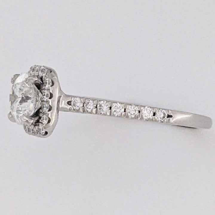 14K WHITE 1.33 CARAT TOTAL WEIGHT I1 G DIAMOND ROUND ESTATE HALO RING 3.2 GRAMS