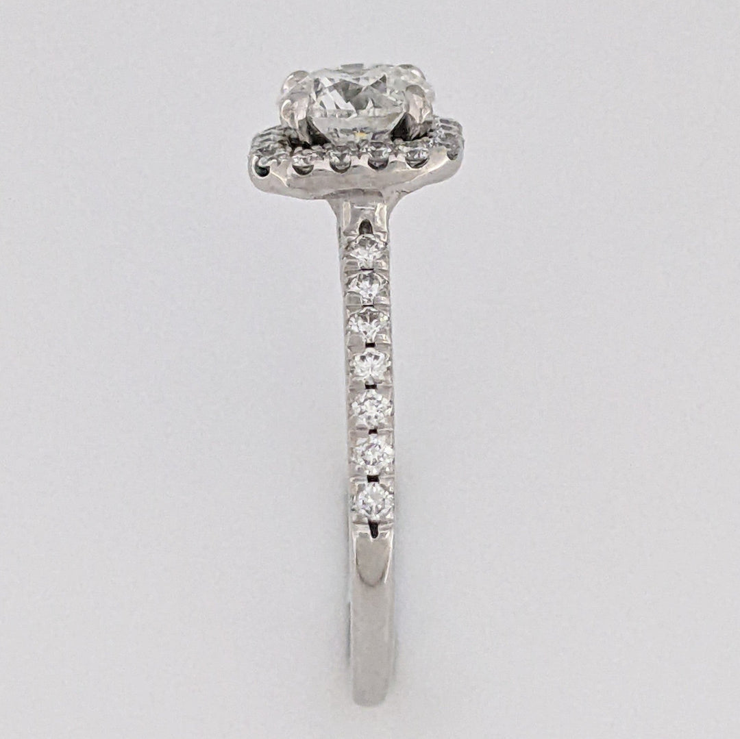 14K WHITE 1.33 CARAT TOTAL WEIGHT I1 G DIAMOND ROUND ESTATE HALO RING 3.2 GRAMS