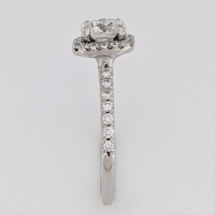 14K WHITE 1.33 CARAT TOTAL WEIGHT I1 G DIAMOND ROUND ESTATE HALO RING 3.2 GRAMS
