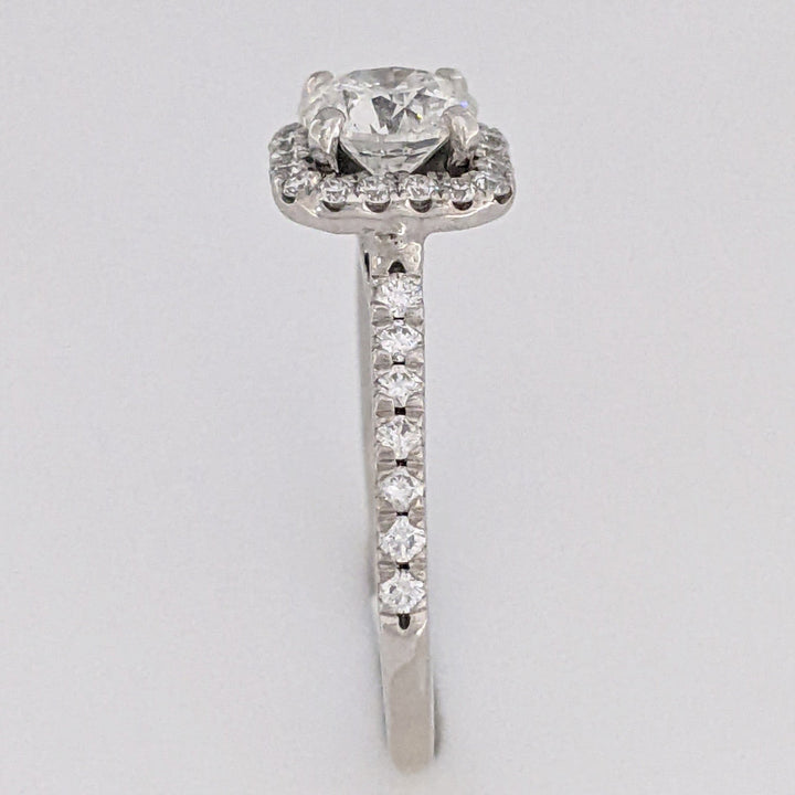 14K WHITE 1.33 CARAT TOTAL WEIGHT I1 G DIAMOND ROUND ESTATE HALO RING 3.2 GRAMS