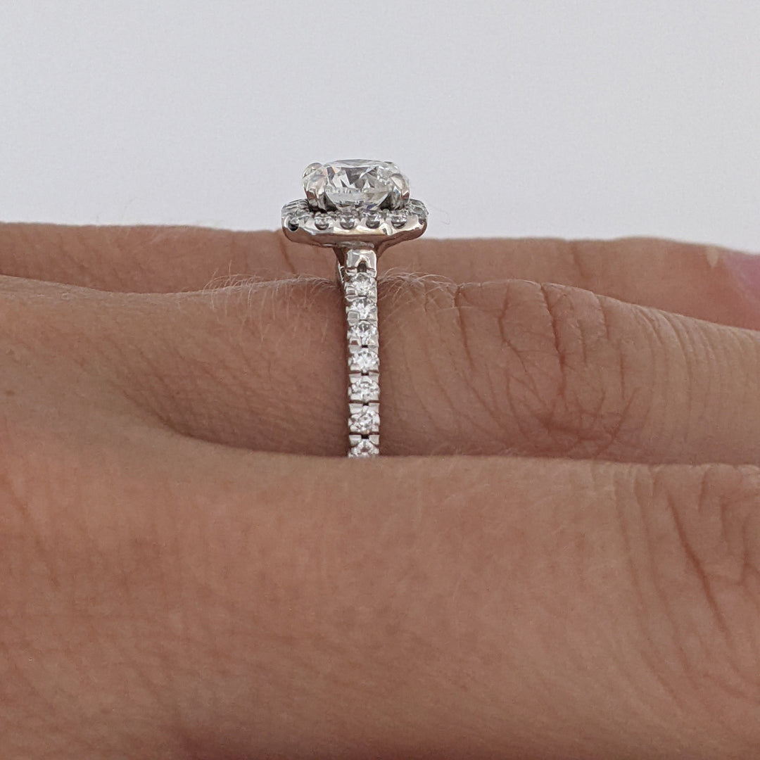 14K WHITE 1.33 CARAT TOTAL WEIGHT I1 G DIAMOND ROUND ESTATE HALO RING 3.2 GRAMS