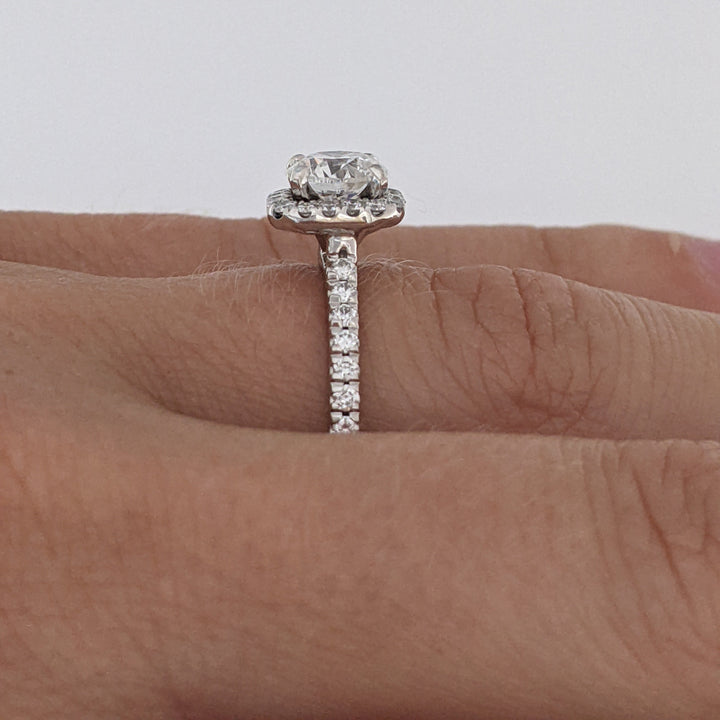 14K WHITE 1.33 CARAT TOTAL WEIGHT I1 G DIAMOND ROUND ESTATE HALO RING 3.2 GRAMS