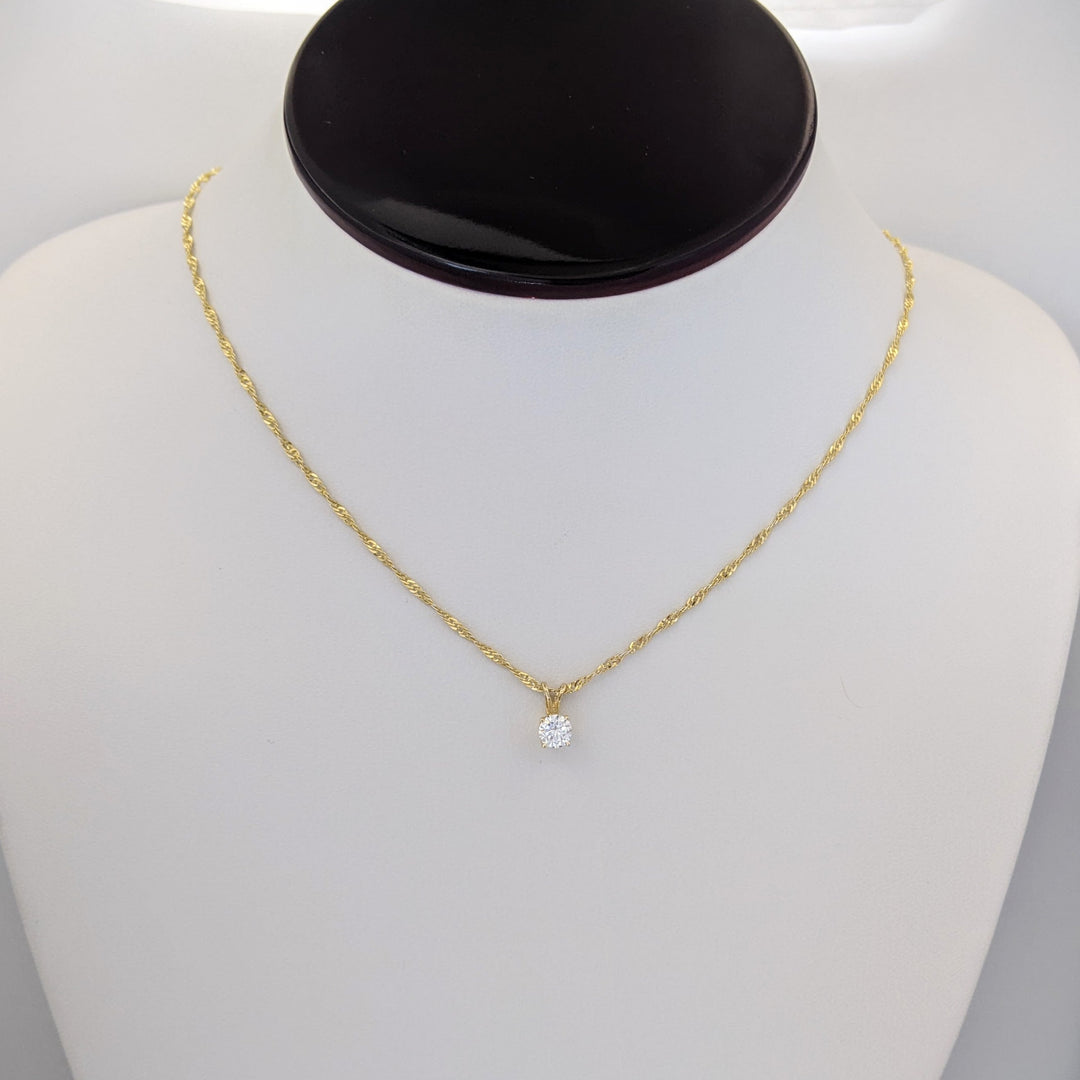 14K .42 CARAT TOTAL I1 I DIAMOND ROUND ESTATE PENDANT &amp; CHAIN 2.3 GRAMS