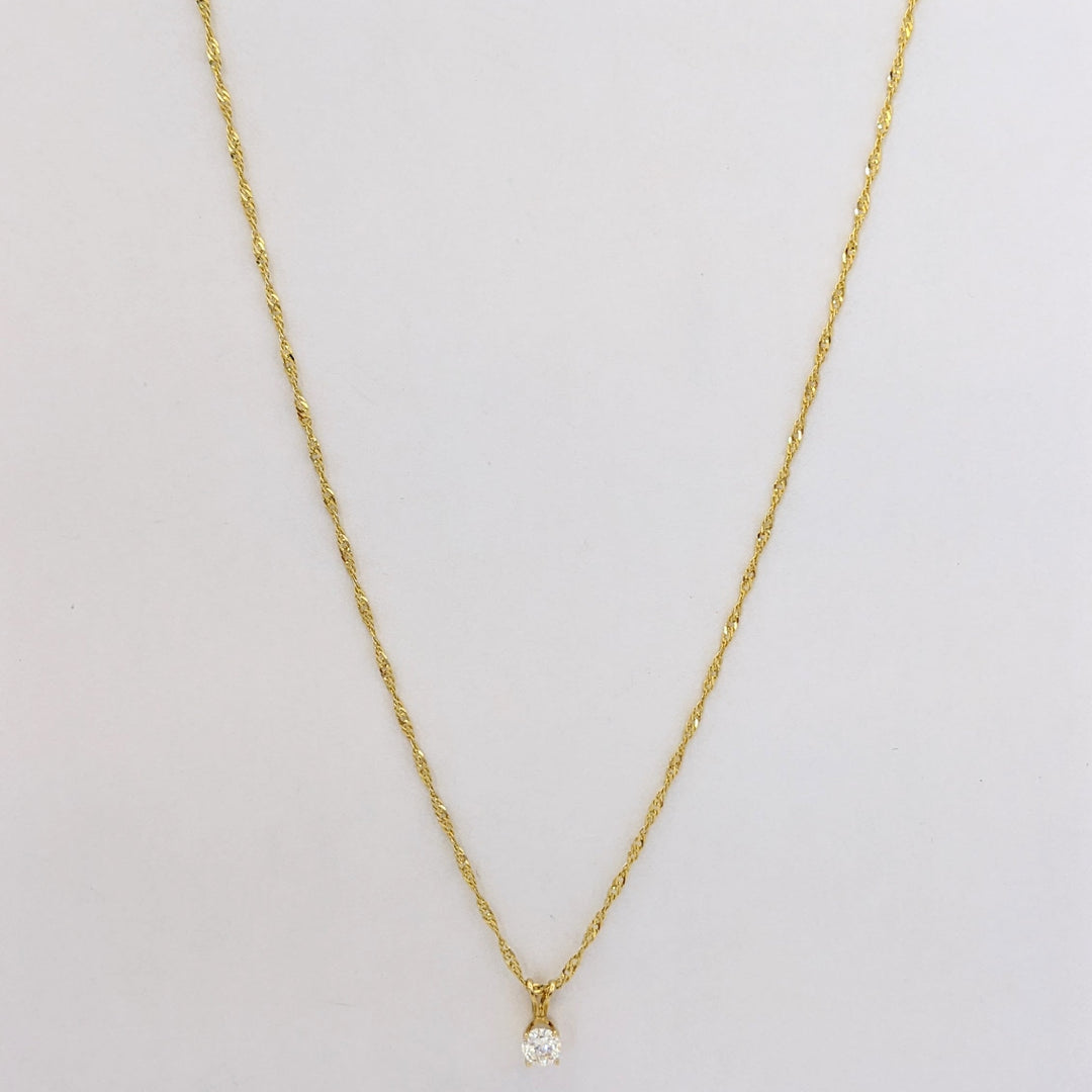 14K .42 CARAT TOTAL I1 I DIAMOND ROUND ESTATE PENDANT &amp; CHAIN 2.3 GRAMS