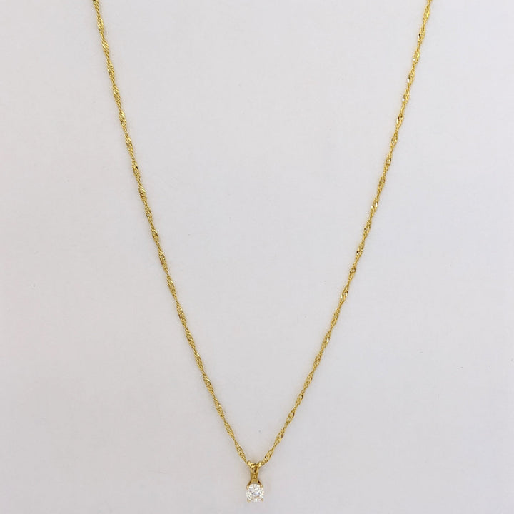 14K .42 CARAT TOTAL I1 I DIAMOND ROUND ESTATE PENDANT &amp; CHAIN 2.3 GRAMS