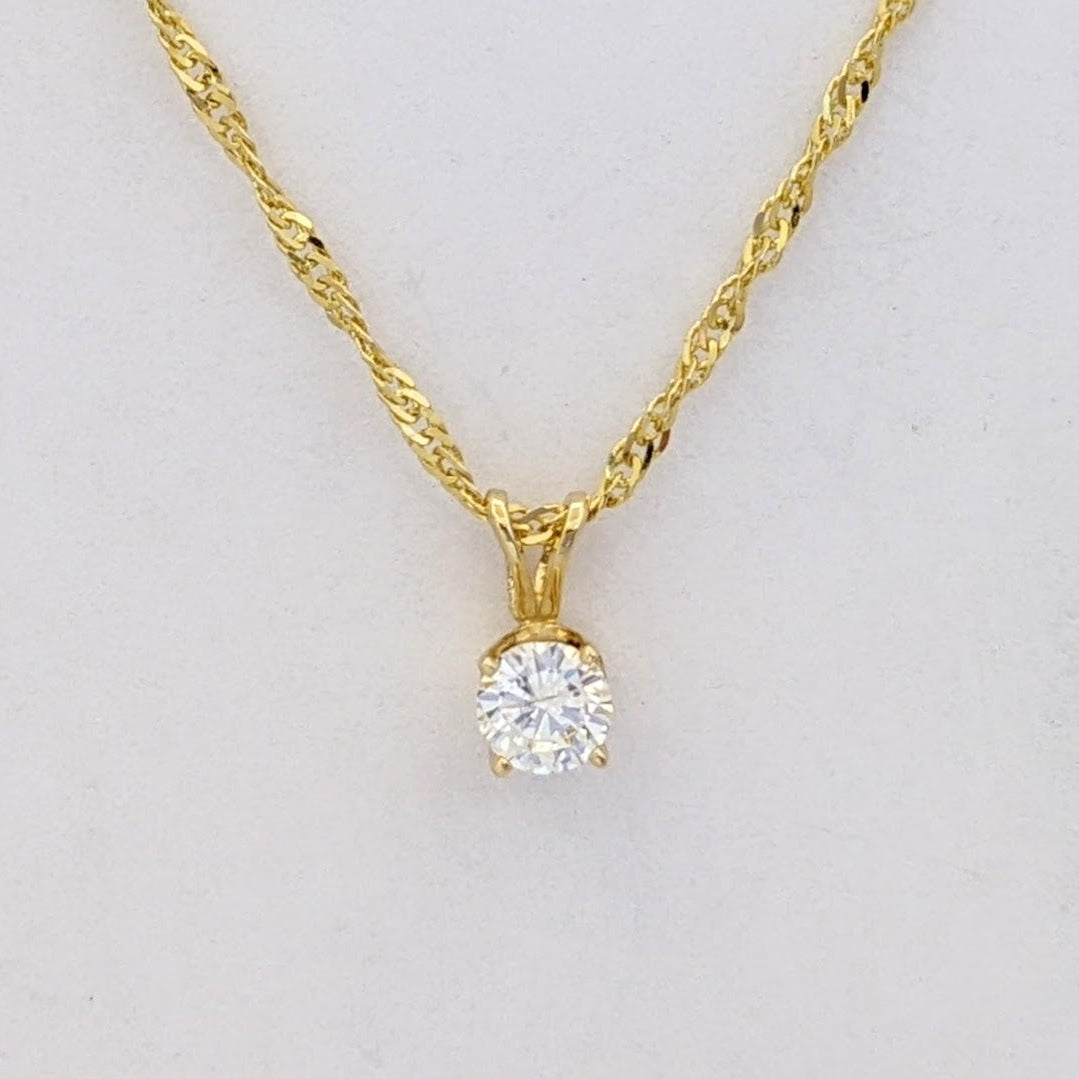 14K .42 CARAT TOTAL I1 I DIAMOND ROUND ESTATE PENDANT &amp; CHAIN 2.3 GRAMS
