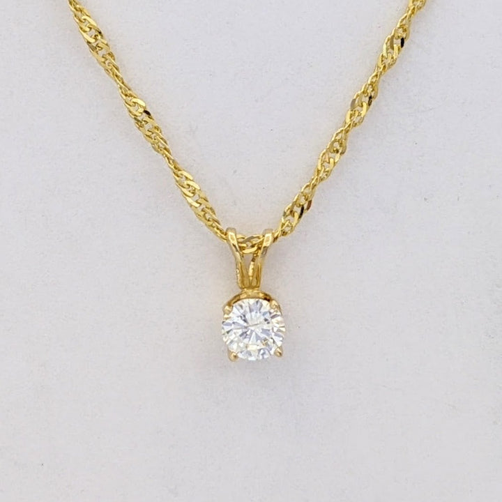 14K .42 CARAT TOTAL I1 I DIAMOND ROUND ESTATE PENDANT &amp; CHAIN 2.3 GRAMS