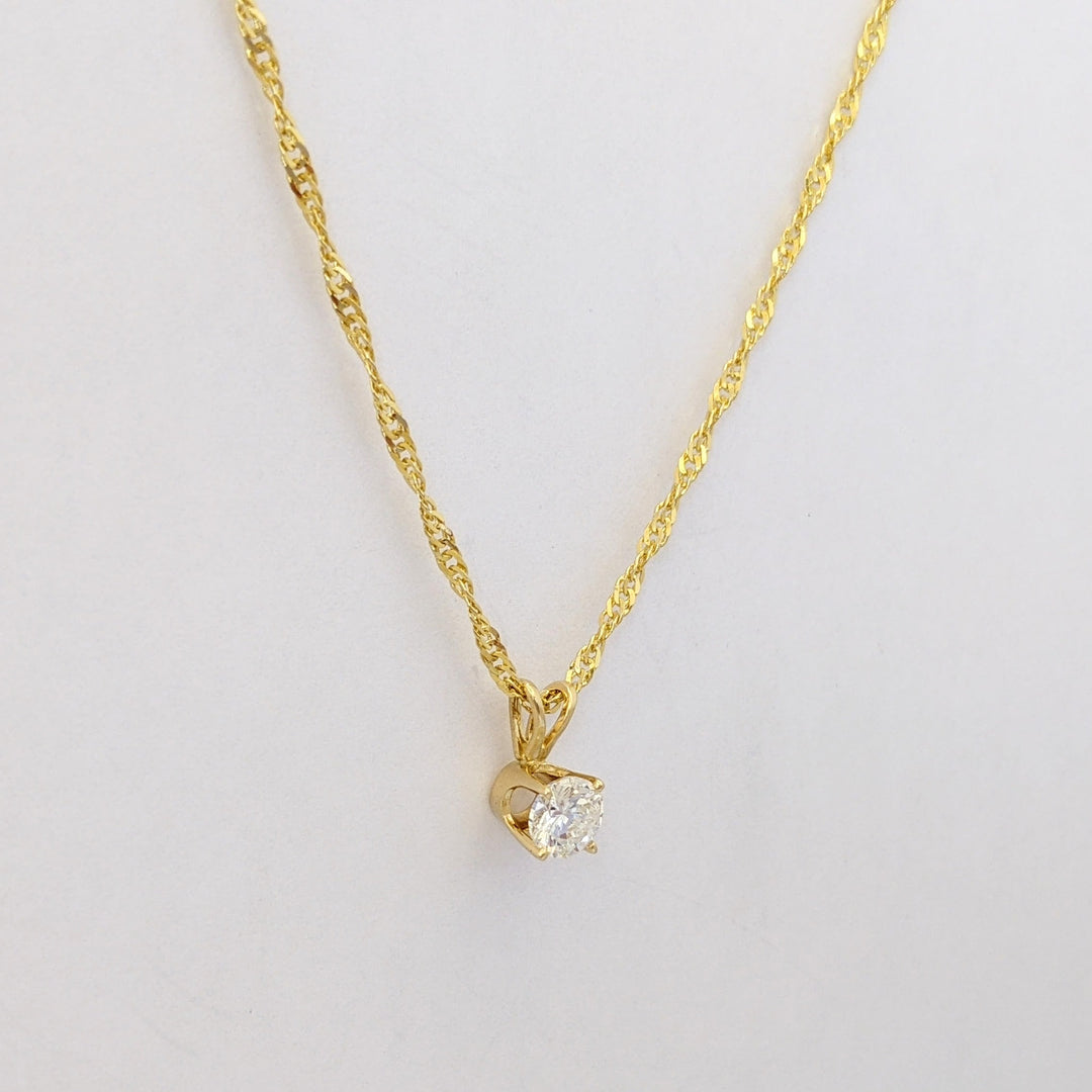 14K .42 CARAT TOTAL I1 I DIAMOND ROUND ESTATE PENDANT &amp; CHAIN 2.3 GRAMS