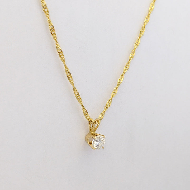 14K .42 CARAT TOTAL I1 I DIAMOND ROUND ESTATE PENDANT &amp; CHAIN 2.3 GRAMS
