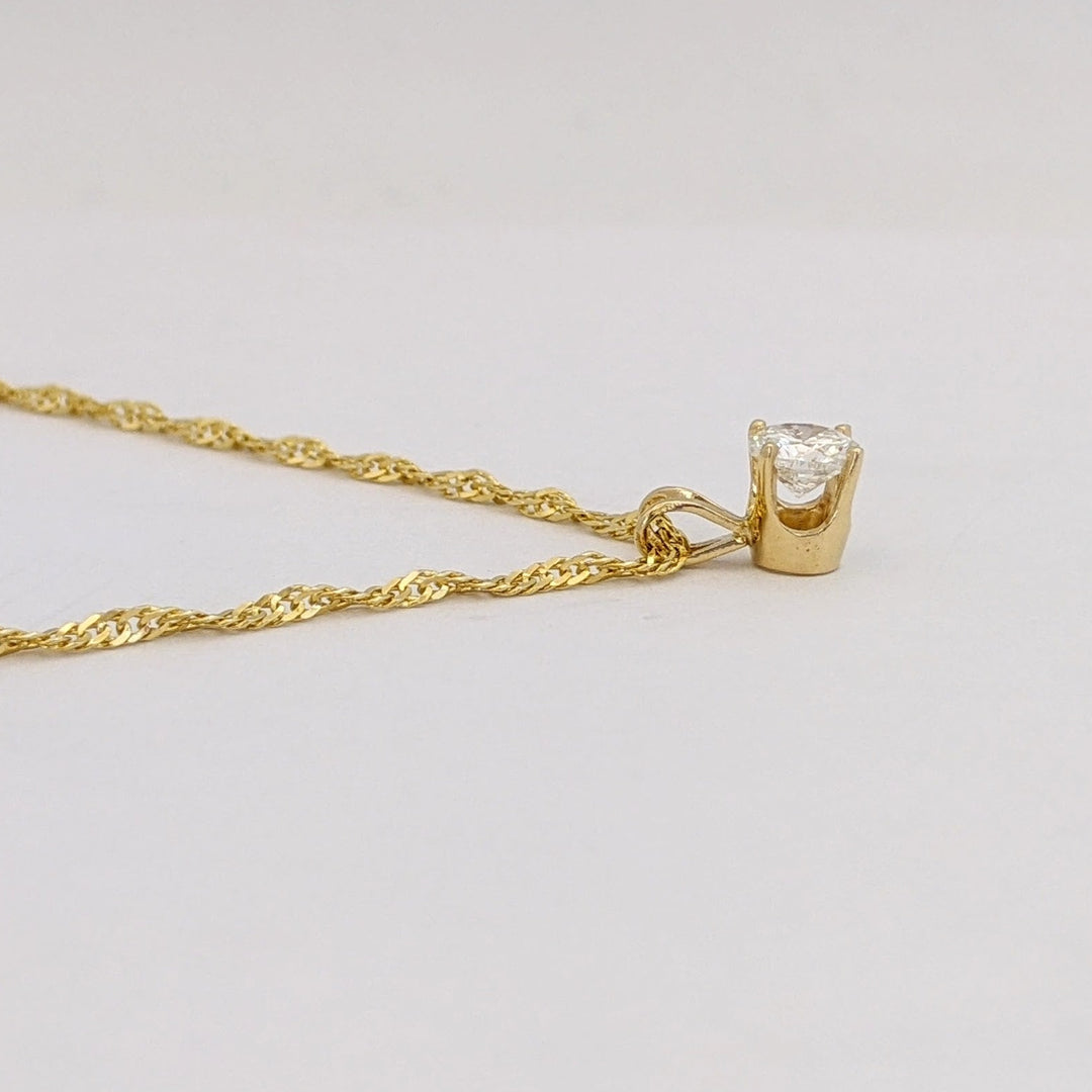 14K .42 CARAT TOTAL I1 I DIAMOND ROUND ESTATE PENDANT &amp; CHAIN 2.3 GRAMS
