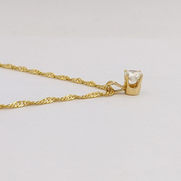 14K .42 CARAT TOTAL I1 I DIAMOND ROUND ESTATE PENDANT &amp; CHAIN 2.3 GRAMS