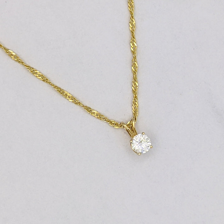 14K .42 CARAT TOTAL I1 I DIAMOND ROUND ESTATE PENDANT &amp; CHAIN 2.3 GRAMS