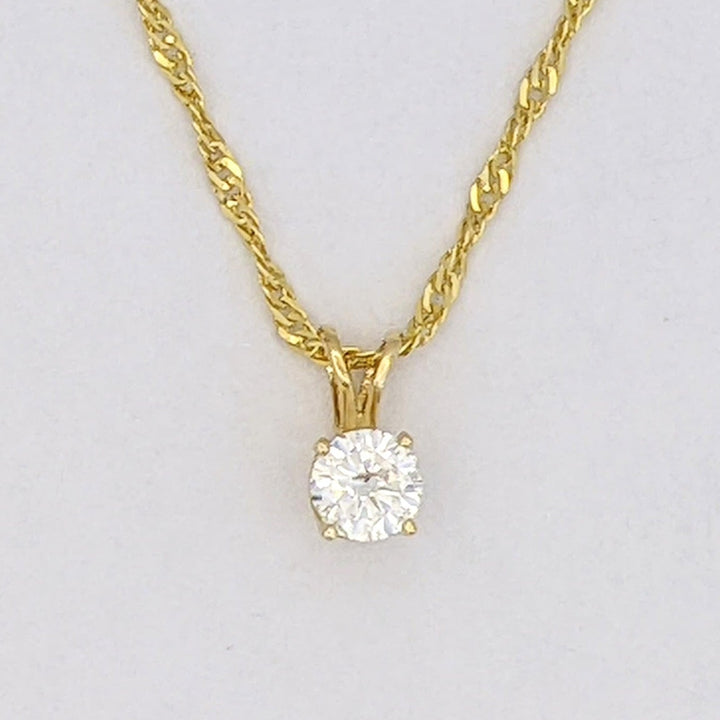 14K .42 CARAT TOTAL I1 I DIAMOND ROUND ESTATE PENDANT &amp; CHAIN 2.3 GRAMS