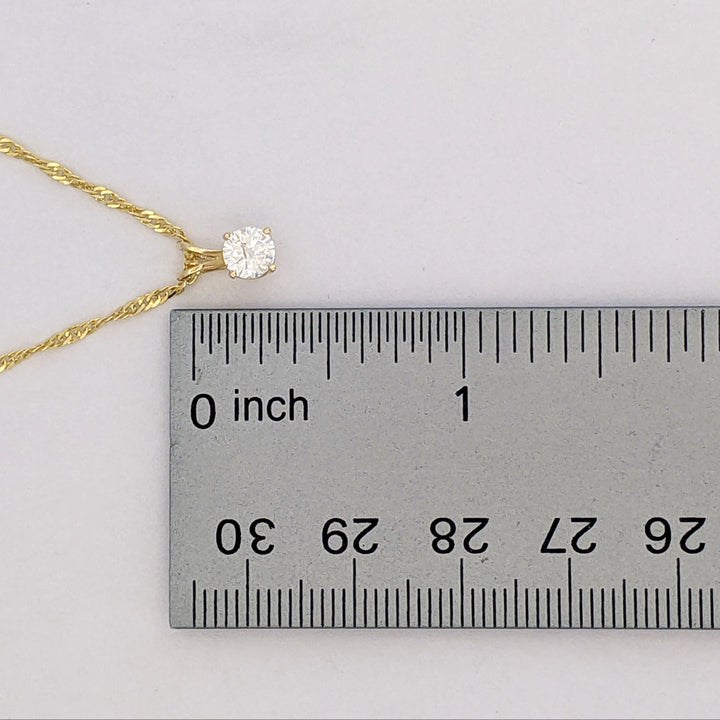 14K .42 CARAT TOTAL I1 I DIAMOND ROUND ESTATE PENDANT &amp; CHAIN 2.3 GRAMS