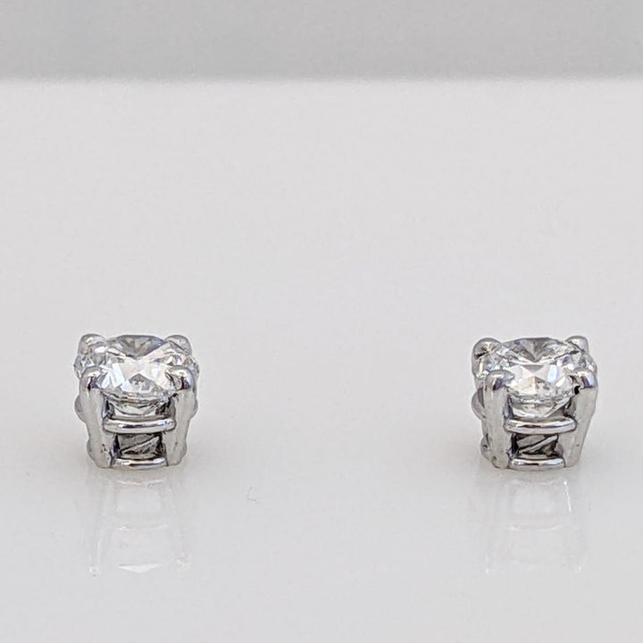 14K WHITE .65 CARAT TOTAL WEIGHT SI2 E DIAMOND ROUND (2) ESTATE STUD EARRINGS 1.0 GRAM