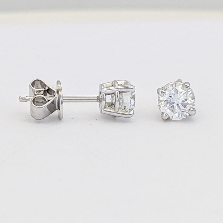 14K WHITE .65 CARAT TOTAL WEIGHT SI2 E DIAMOND ROUND (2) ESTATE STUD EARRINGS 1.0 GRAM