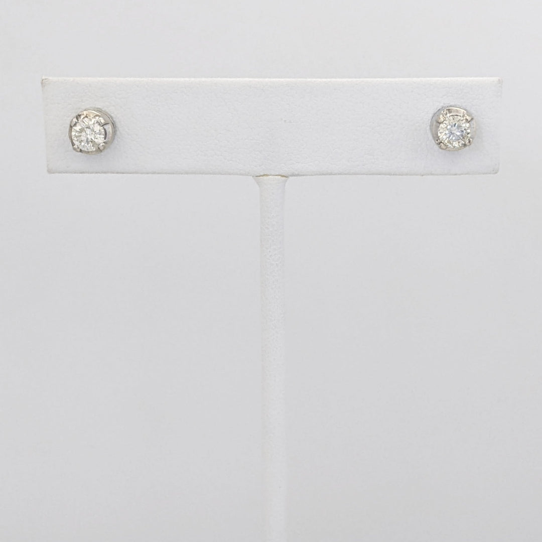 14K WHITE .64 CARAT TOTAL WEIGHT I2 M DIAMOND ROUND (2) ESTATE EARRINGS 3.8 GRAMS