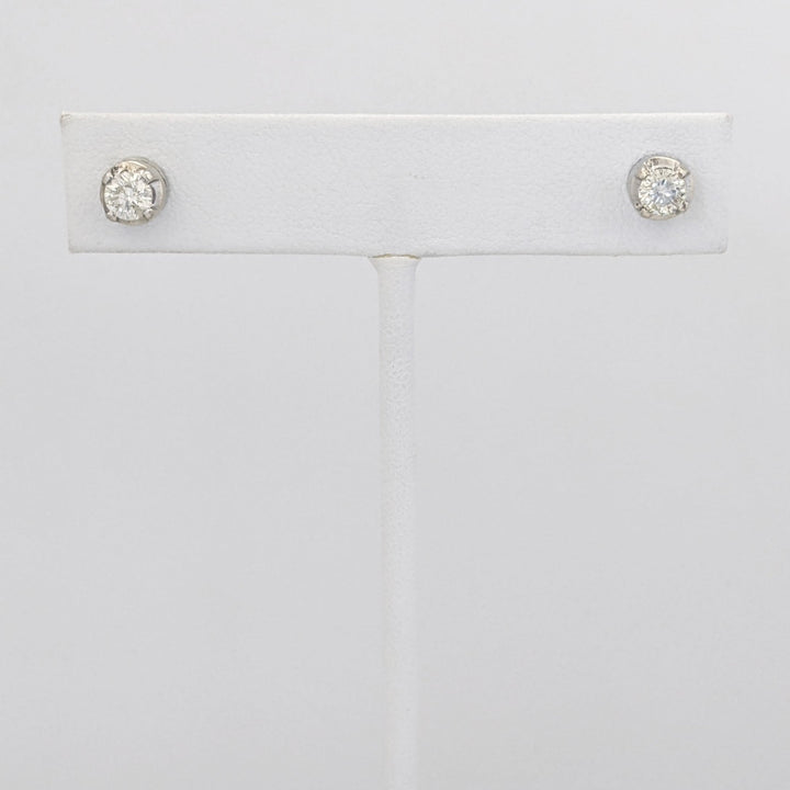 14K WHITE .64 CARAT TOTAL WEIGHT I2 M DIAMOND ROUND (2) ESTATE EARRINGS 3.8 GRAMS