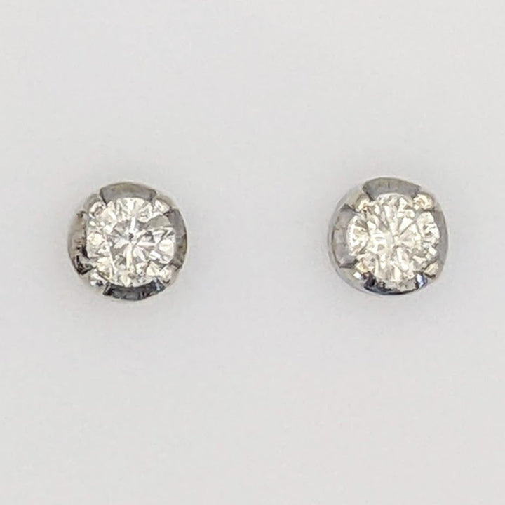 14K WHITE .64 CARAT TOTAL WEIGHT I2 M DIAMOND ROUND (2) ESTATE EARRINGS 3.8 GRAMS