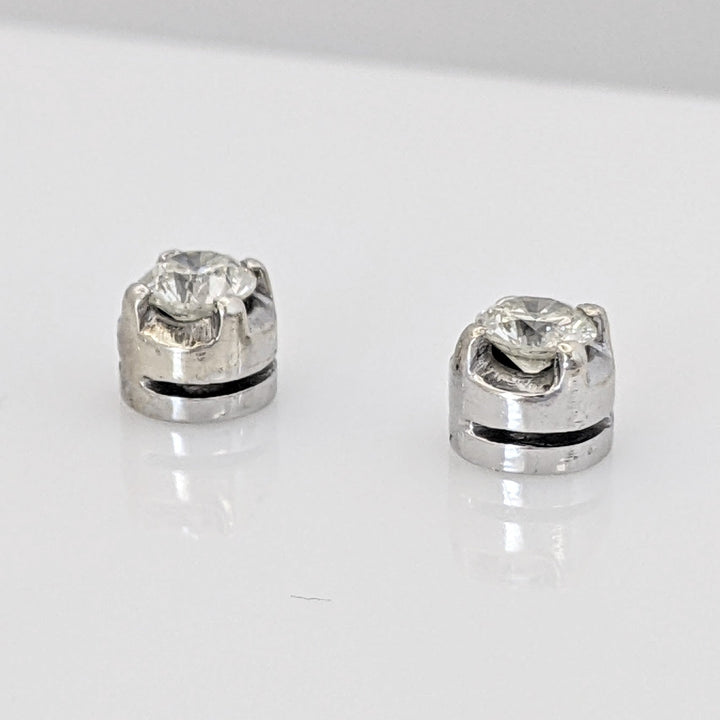 14K WHITE .64 CARAT TOTAL WEIGHT I2 M DIAMOND ROUND (2) ESTATE EARRINGS 3.8 GRAMS