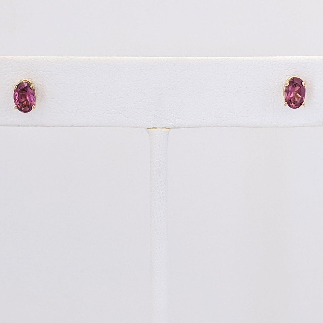 14K PINK TOURMALINE OVAL 4X6 ESTATE STUD EARRINGS 0.6 GRAMS