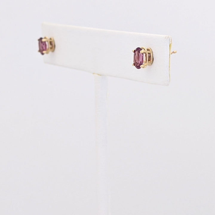 14K PINK TOURMALINE OVAL 4X6 ESTATE STUD EARRINGS 0.6 GRAMS