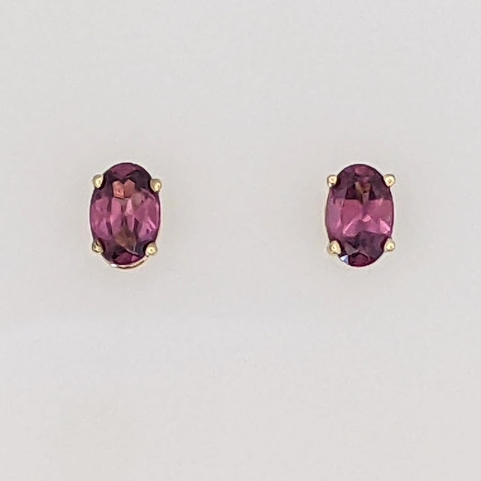 14K PINK TOURMALINE OVAL 4X6 ESTATE STUD EARRINGS 0.6 GRAMS