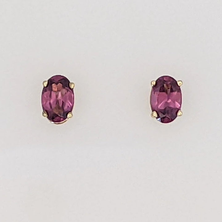 14K PINK TOURMALINE OVAL 4X6 ESTATE STUD EARRINGS 0.6 GRAMS