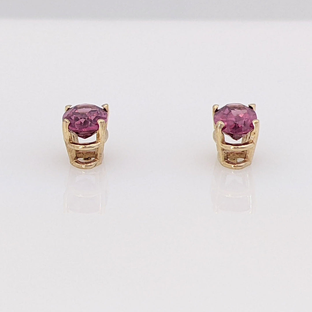 14K PINK TOURMALINE OVAL 4X6 ESTATE STUD EARRINGS 0.6 GRAMS