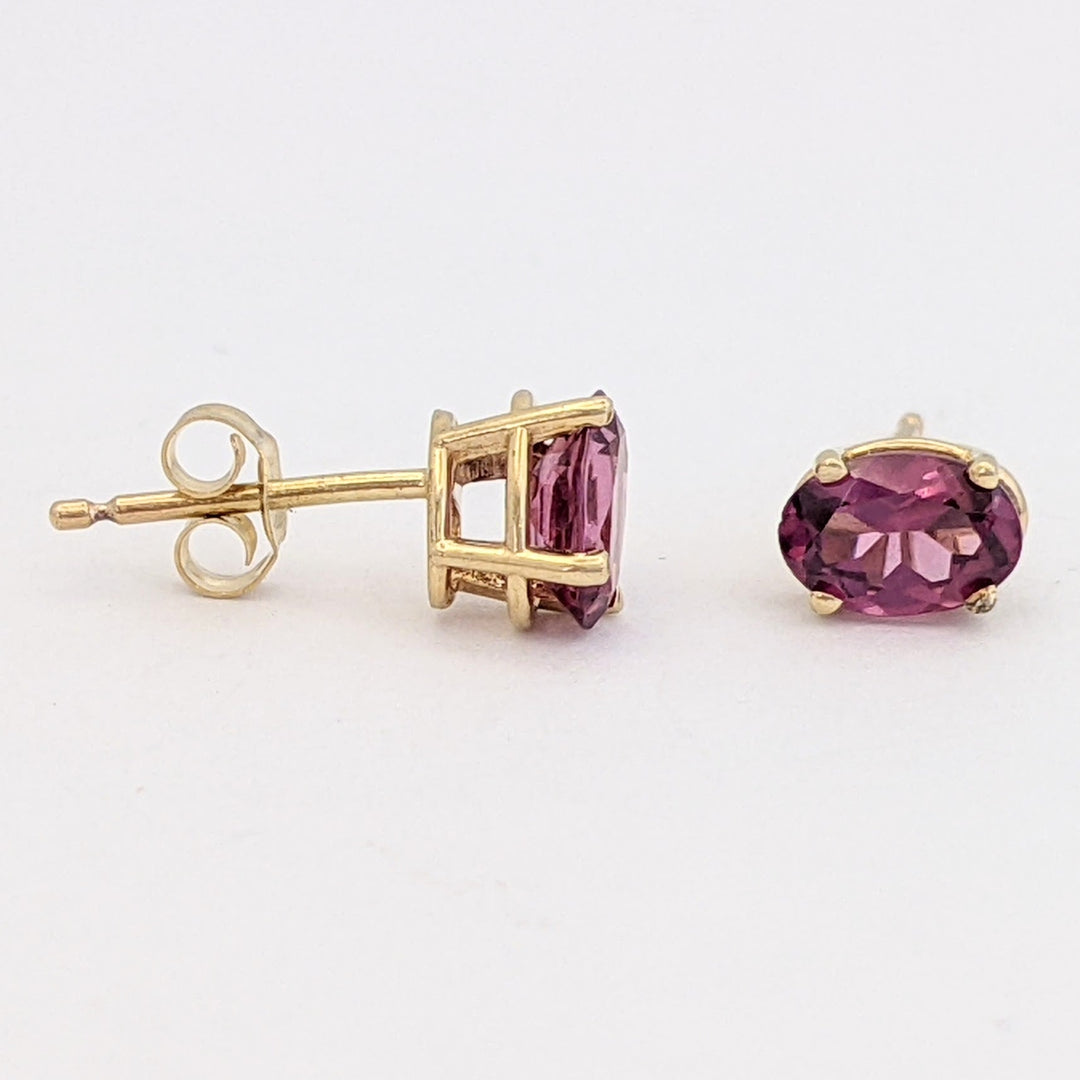 14K PINK TOURMALINE OVAL 4X6 ESTATE STUD EARRINGS 0.6 GRAMS