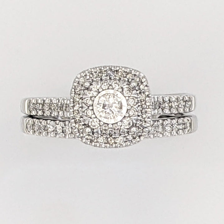 10K WHITE .40 CARAT TOTAL WEIGHT I1-I2 DIMAOND ROUND (70) HALO ESTATE RING/ BAND SET 3.0 GRAMS