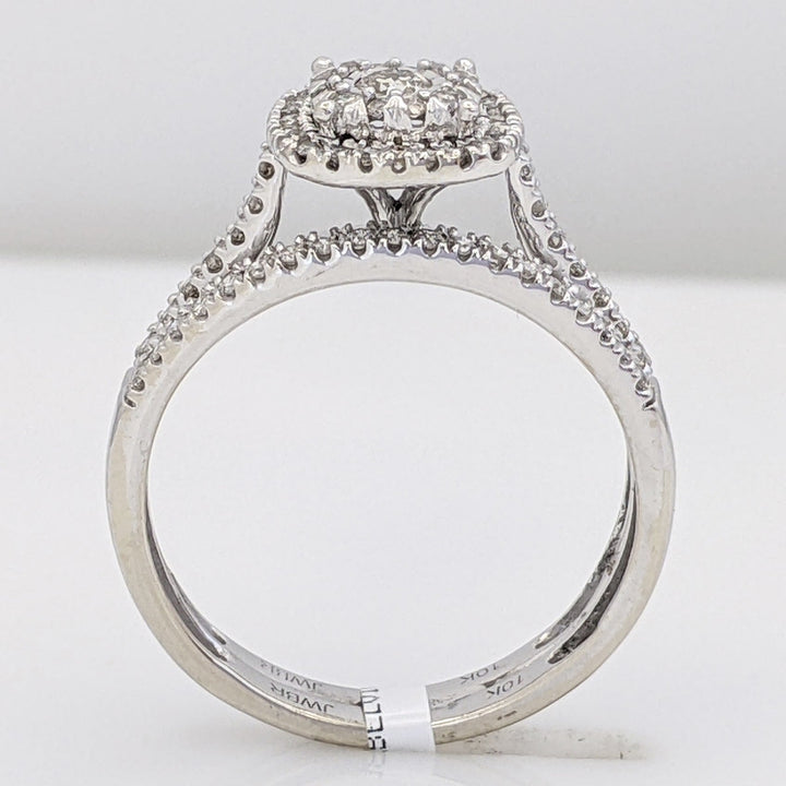 10K WHITE .40 CARAT TOTAL WEIGHT I1-I2 DIMAOND ROUND (70) HALO ESTATE RING/ BAND SET 3.0 GRAMS