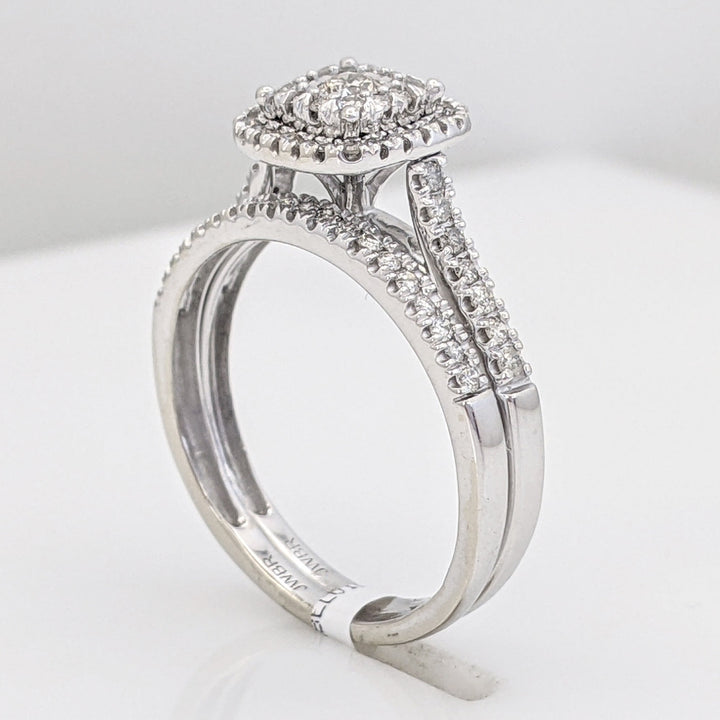10K WHITE .40 CARAT TOTAL WEIGHT I1-I2 DIMAOND ROUND (70) HALO ESTATE RING/ BAND SET 3.0 GRAMS