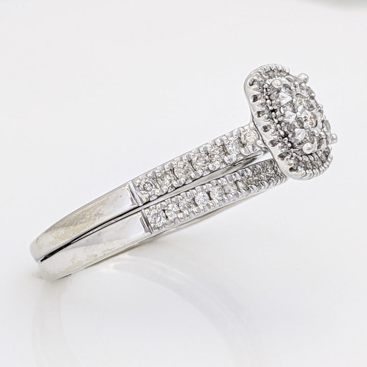 10K WHITE .40 CARAT TOTAL WEIGHT I1-I2 DIMAOND ROUND (70) HALO ESTATE RING/ BAND SET 3.0 GRAMS