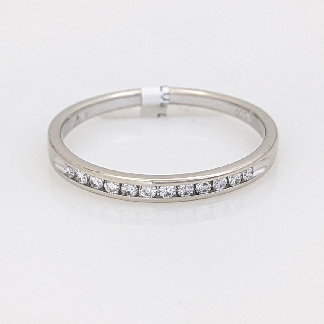 14K WHITE .09 CARAT TOTAL WEIGHT I1 I DIAMOND ROUND (12) ESTATE CHANNEL SET BAND 1.3 GRAMS