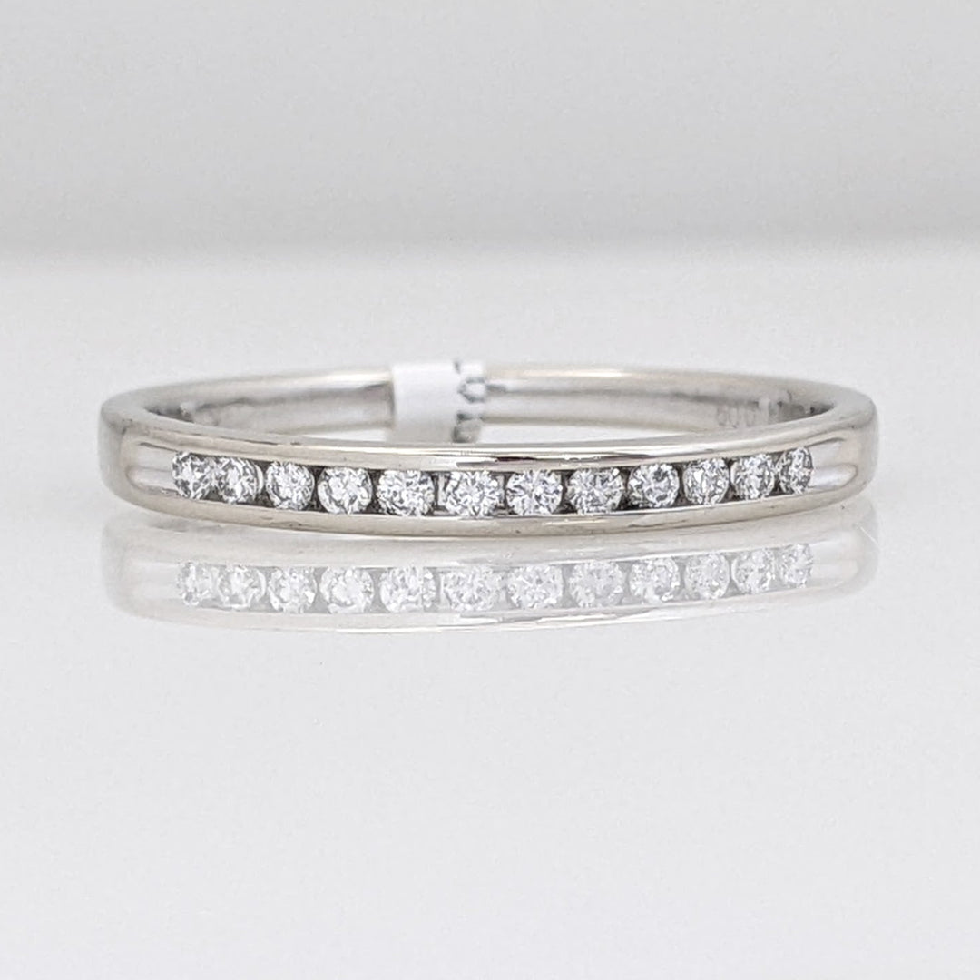 14K WHITE .09 CARAT TOTAL WEIGHT I1 I DIAMOND ROUND (12) ESTATE CHANNEL SET BAND 1.3 GRAMS