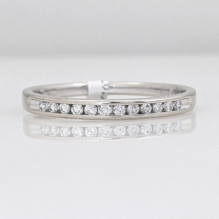 14K WHITE .09 CARAT TOTAL WEIGHT I1 I DIAMOND ROUND (12) ESTATE CHANNEL SET BAND 1.3 GRAMS