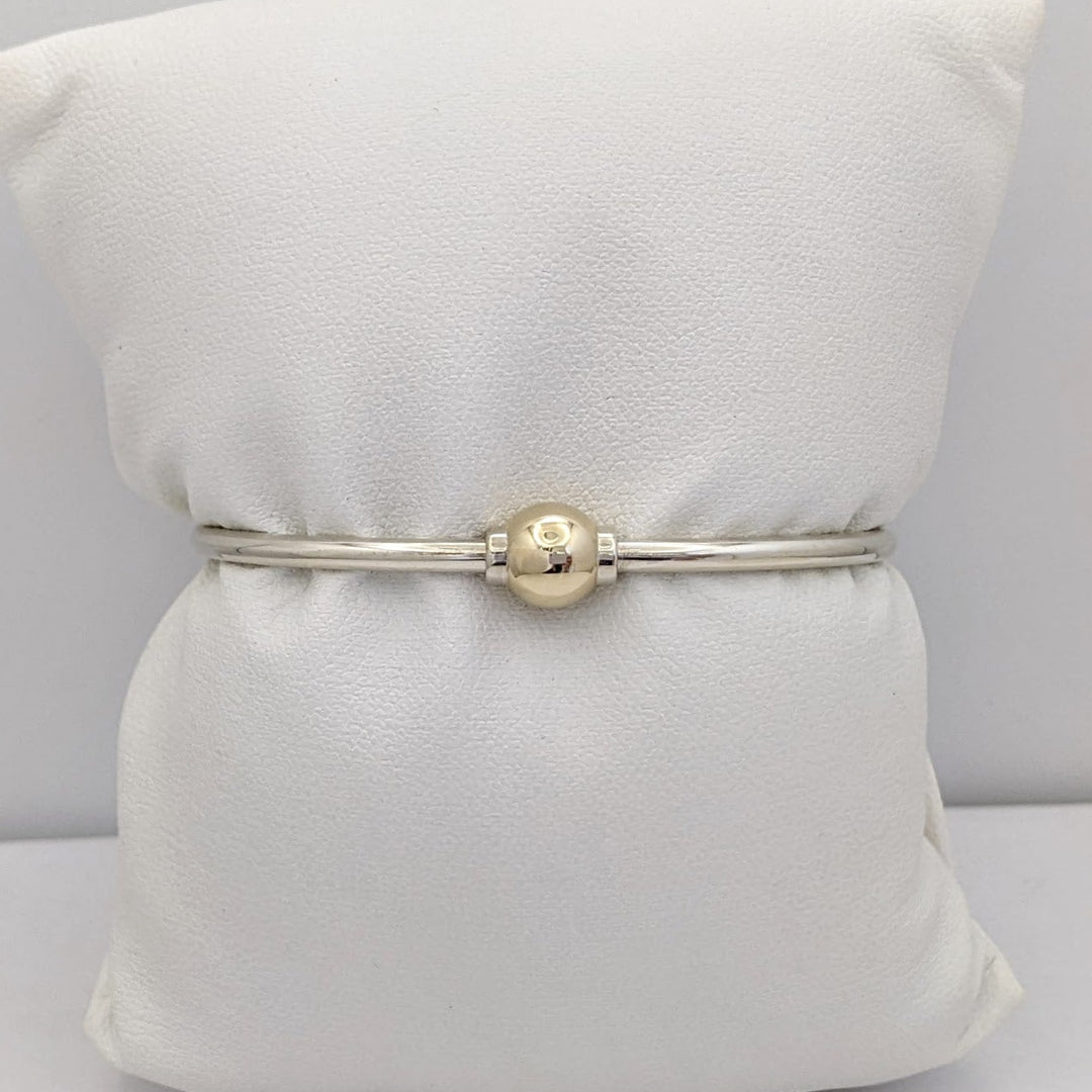 STERLING SILVER/ 14K CAPE COD (1) BALL ESTATE BRACELET 9.4 GRAMS