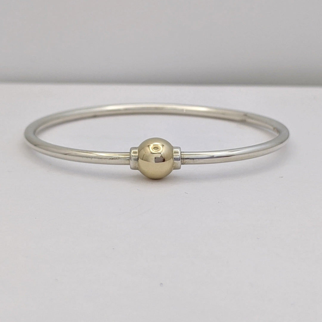 STERLING SILVER/ 14K CAPE COD (1) BALL ESTATE BRACELET 9.4 GRAMS