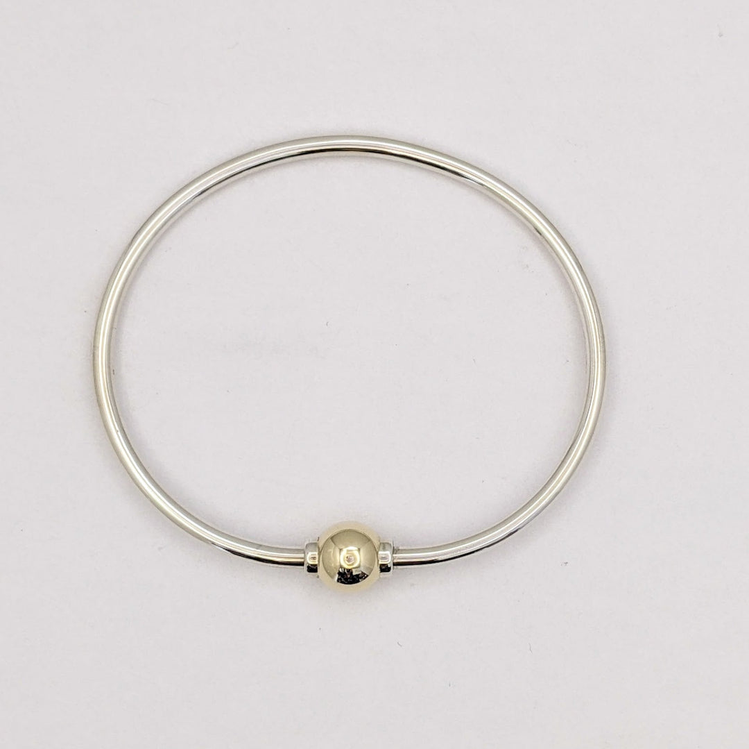 STERLING SILVER/ 14K CAPE COD (1) BALL ESTATE BRACELET 9.4 GRAMS