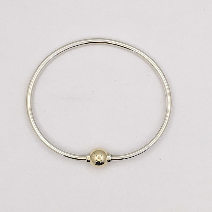 STERLING SILVER/ 14K CAPE COD (1) BALL ESTATE BRACELET 9.4 GRAMS