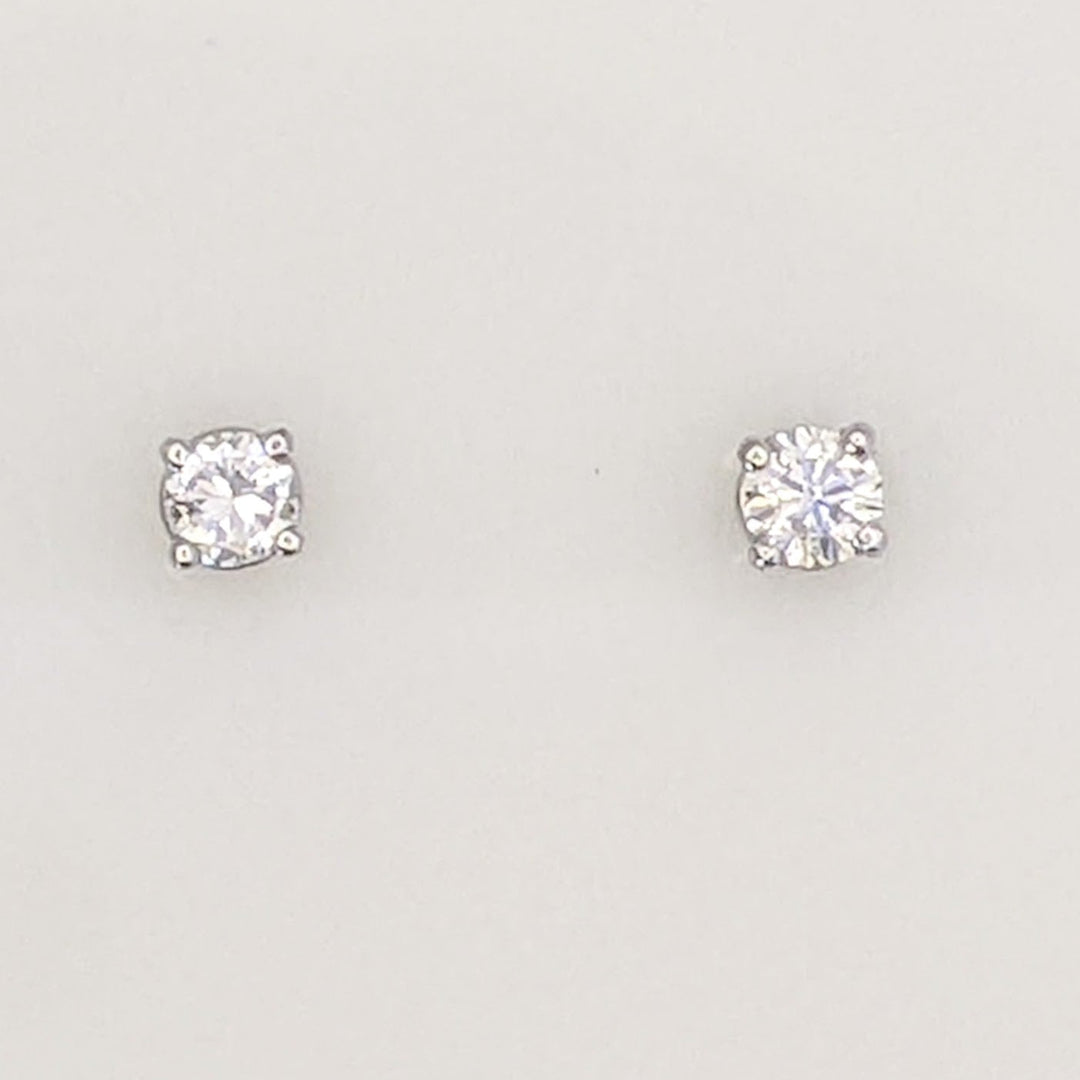 14K WHITE .24 CARAT TOTAL WEIGHT SI2 I-J DIAMOND ROUND (2) ESTATE EARRINGS 0.5 GRAMS