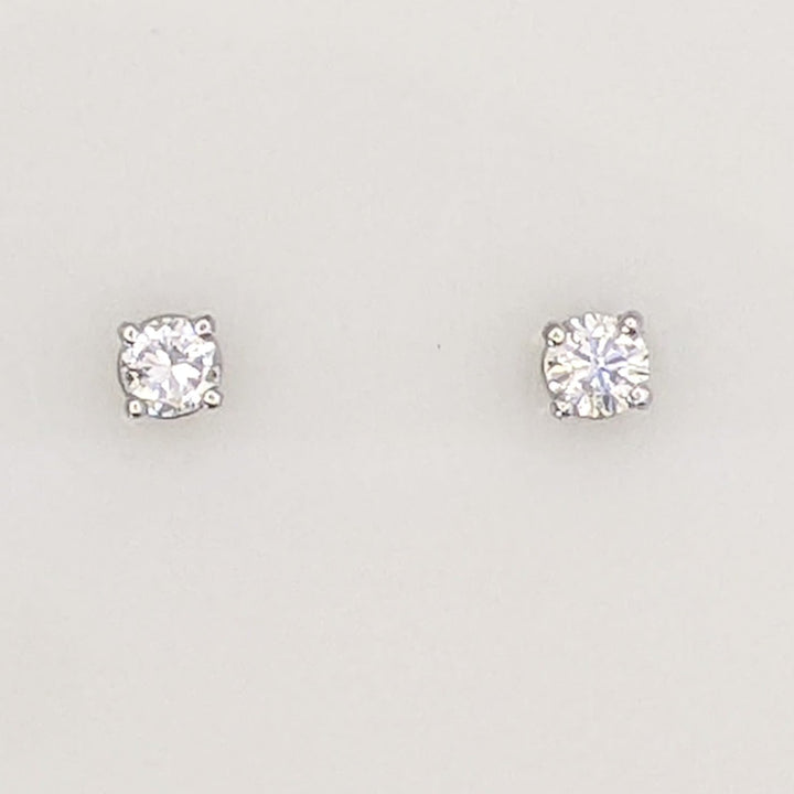 14K WHITE .24 CARAT TOTAL WEIGHT SI2 I-J DIAMOND ROUND (2) ESTATE EARRINGS 0.5 GRAMS