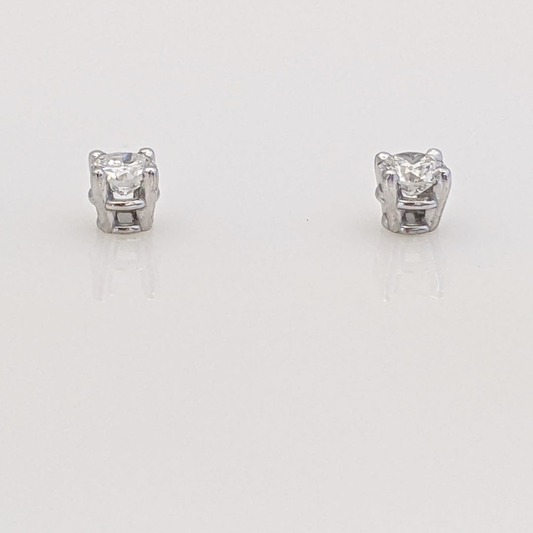 14K WHITE .24 CARAT TOTAL WEIGHT SI2 I-J DIAMOND ROUND (2) ESTATE EARRINGS 0.5 GRAMS