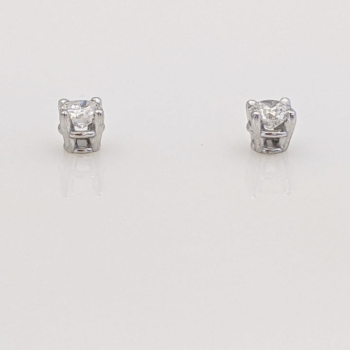 14K WHITE .24 CARAT TOTAL WEIGHT SI2 I-J DIAMOND ROUND (2) ESTATE EARRINGS 0.5 GRAMS