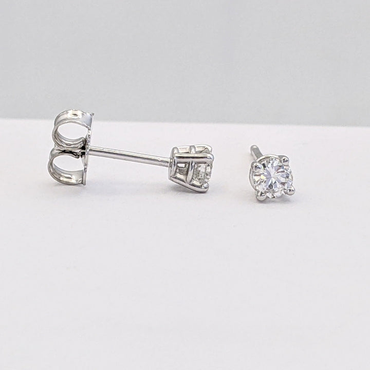 14K WHITE .24 CARAT TOTAL WEIGHT SI2 I-J DIAMOND ROUND (2) ESTATE EARRINGS 0.5 GRAMS