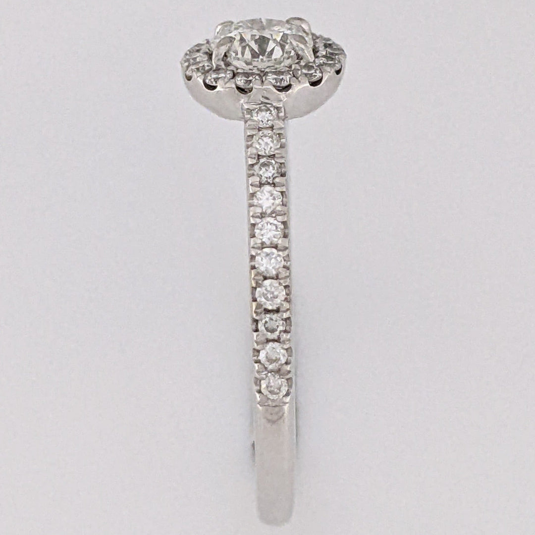 14K WHITE .59 CARAT TOTAL WEIGHT SI2 I DIAMOND ROUND (35) ESTATE HALO RING 2.7 GRAMS