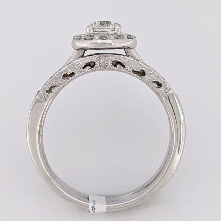14K WHITE .95 CARAT TOTAL WEIGHT SI1 I DIAMOND ROUND (37) HALO ESTATE RING/ BAND SET 8.4 GRAMS