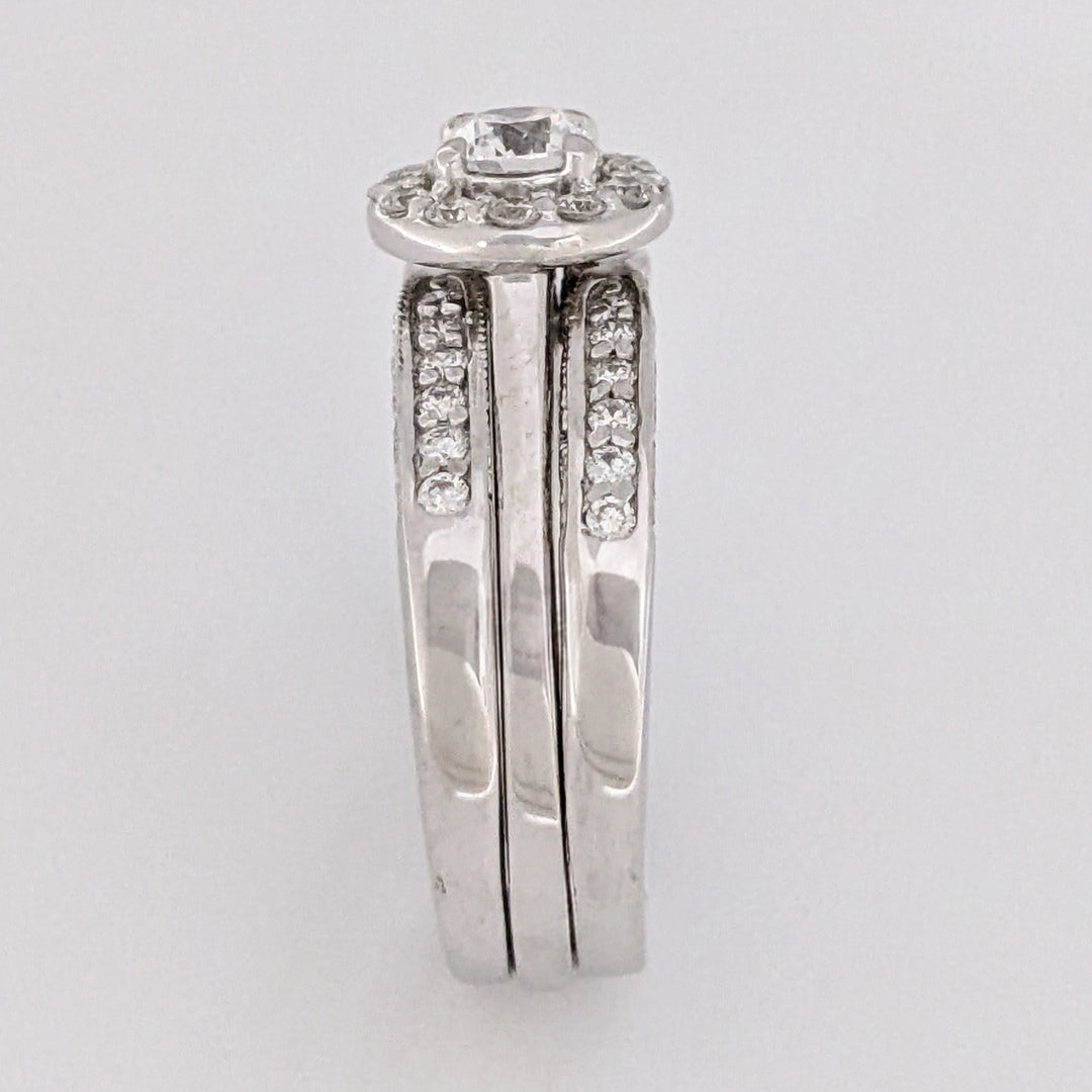 14K WHITE .95 CARAT TOTAL WEIGHT SI1 I DIAMOND ROUND (37) HALO ESTATE RING/ BAND SET 8.4 GRAMS