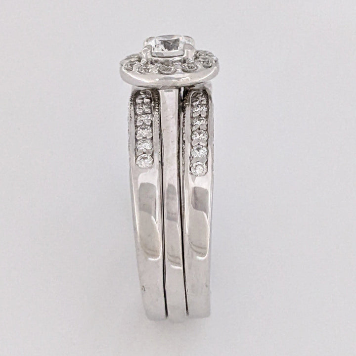 14K WHITE .95 CARAT TOTAL WEIGHT SI1 I DIAMOND ROUND (37) HALO ESTATE RING/ BAND SET 8.4 GRAMS